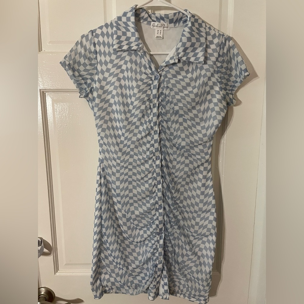 Blue and White Checkered Dress